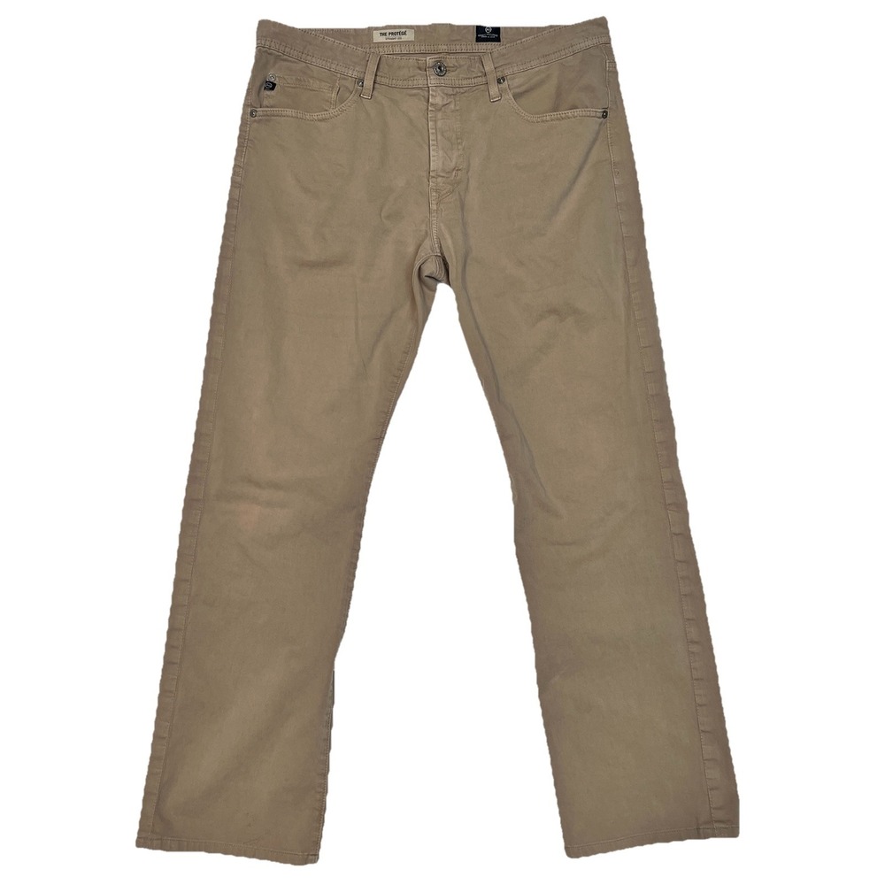 AG Adriano Goldschmied The Protege Straight Leg Khaki Pants Tan Mens 34x34 USA